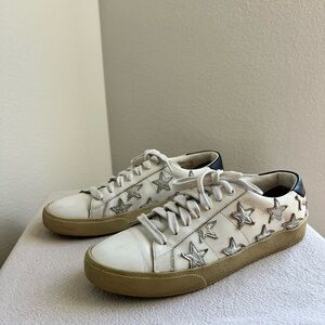 Saint Laurent white sneakers with silver stars size 39